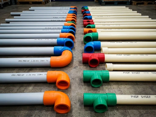 Industrial plastic pipes and fittings arranged for connection review