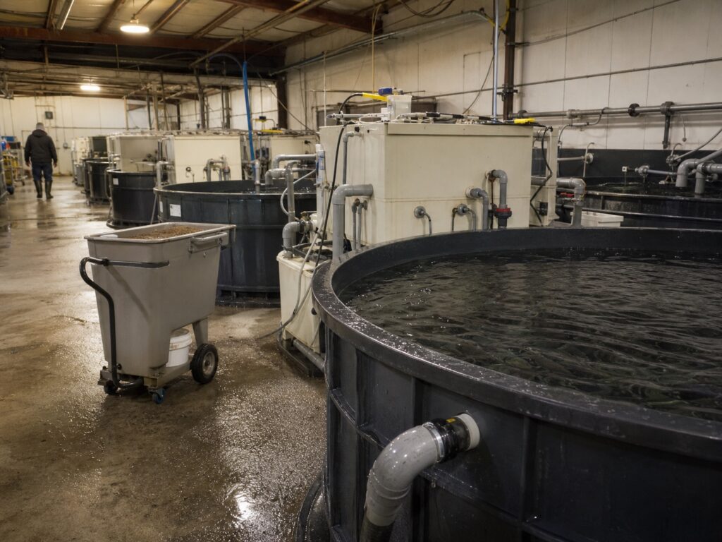 PP tank system at an aquaculture farm
