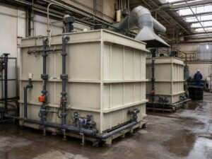 PP process tanks in a chemical processing workshop