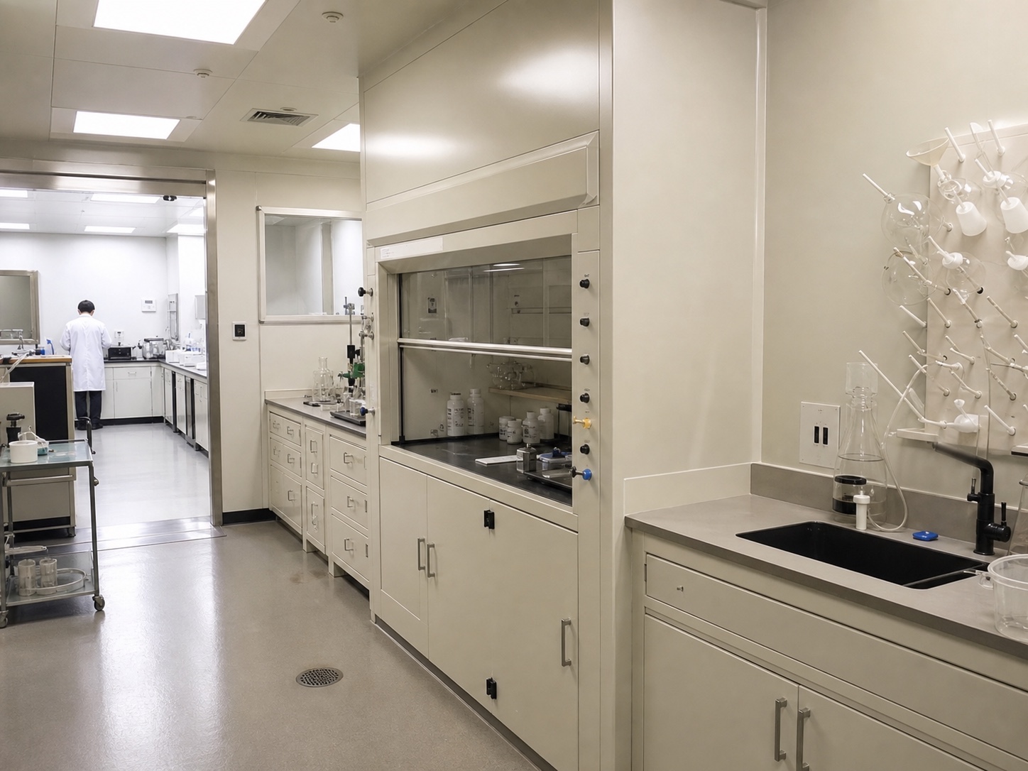 QEEHUA PP storage cabinetry in a clean room service area