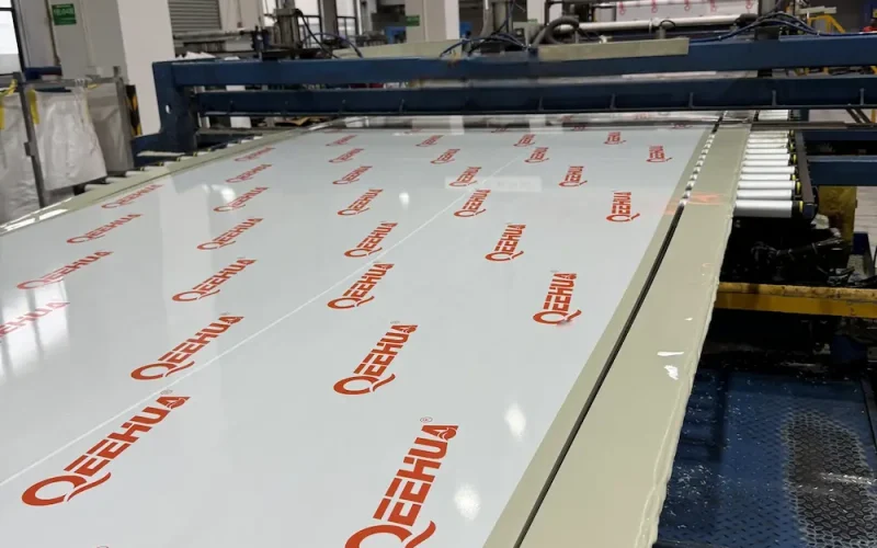 PP sheet production line and finished panel surface