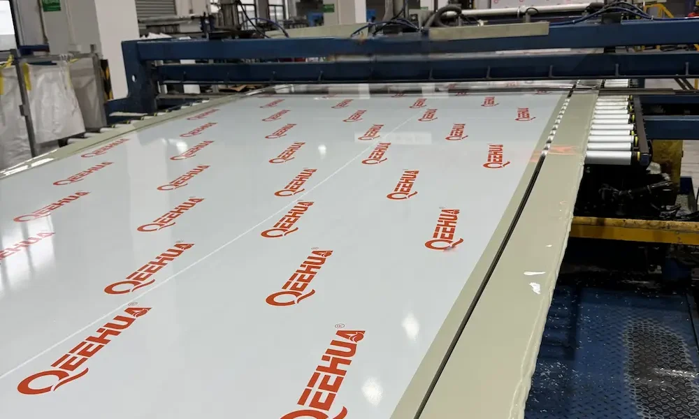 PP sheet production line and finished panel surface