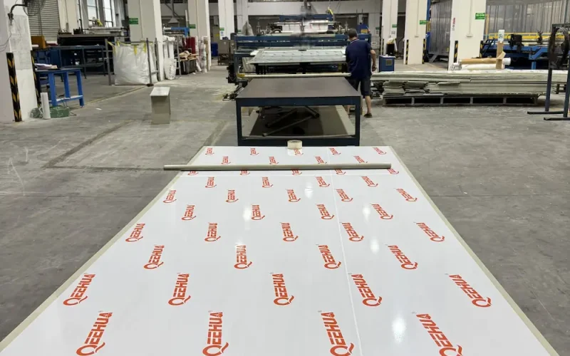 PP sheet production line and finished panel surface