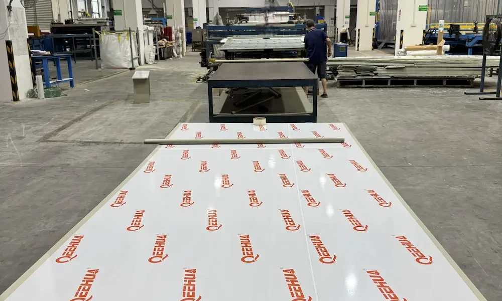 PP sheet production line and finished panel surface