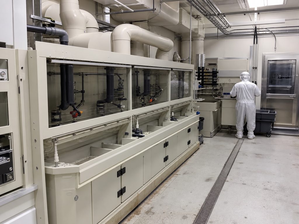 PP wet process equipment in a semiconductor cleaning workshop